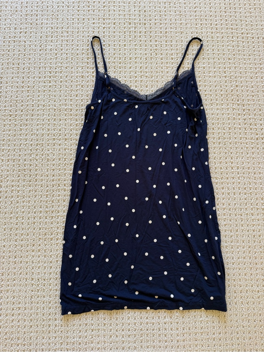 J. Crew Navy Polka Dot Lace-Trim Slip